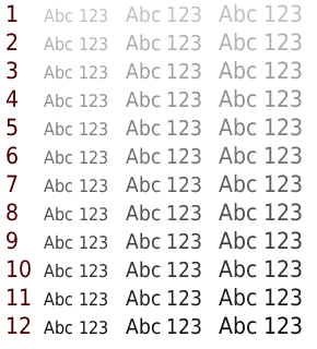 shades of text on white
